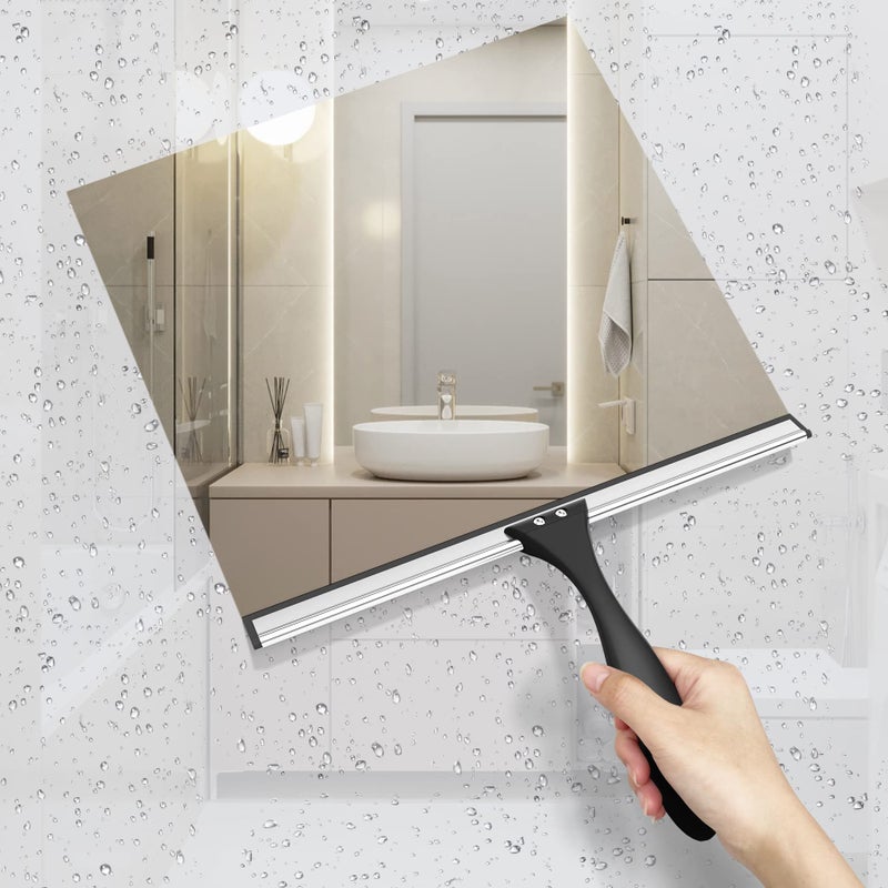 AmazerBath ممسحة أمازر باث لزجاج باب الدش، ممسحة دش للأبواب الزجاجية - ممسحة متعددة الاستخدامات مع خطاف لأبواب الدش، النوافذ، المرايا، البلاط وزجاج السيارات، 12 بوصة - Image 5